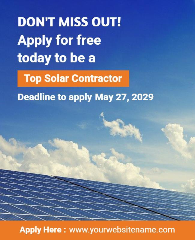 Top Solar Contractor Application Flyer Template