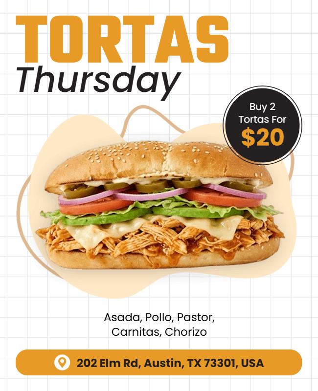 Tortas Thursday Special Offer Poster Template