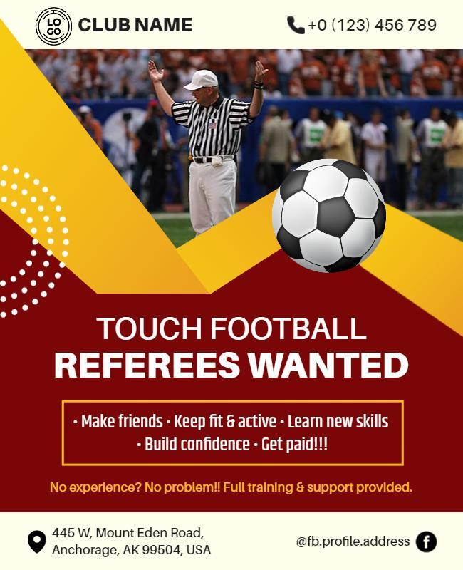 Touch Football Referee Recruitment Flyer Template