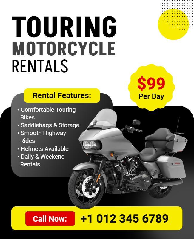 Touring Motorcycle Rentals Promotional Flyer Template
