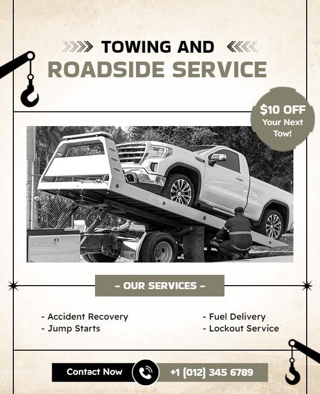 Towing and Roadside Assistance Service Flyer Template