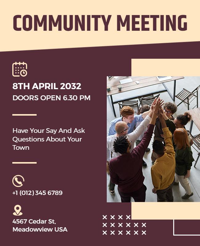 Town Hall Community Meeting Announcement Flyer Template