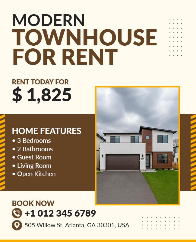 Townhouse Rental Property Promotion Flyer Template