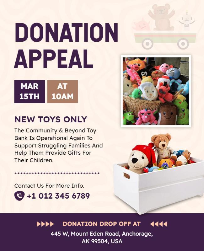 Toy Donation Appeal for Families Flyer Template