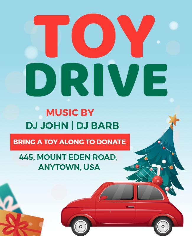 Festive Winter Theme Toy Drive Donation Event Flyer Template