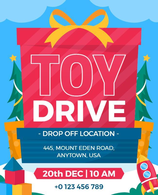 Playful Colorful Toy Drive Donation Event Flyer Template