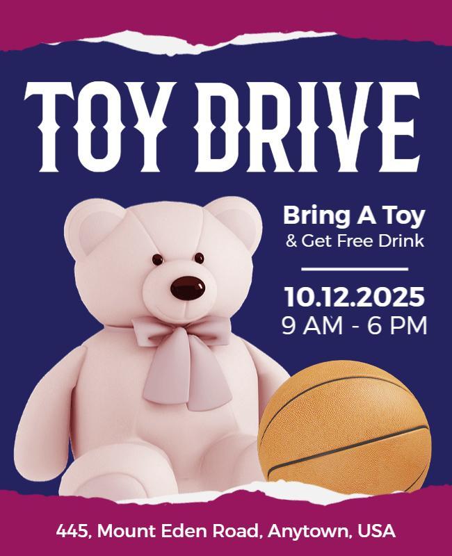 Playful Purple Toy Drive Donation Event Flyer Template