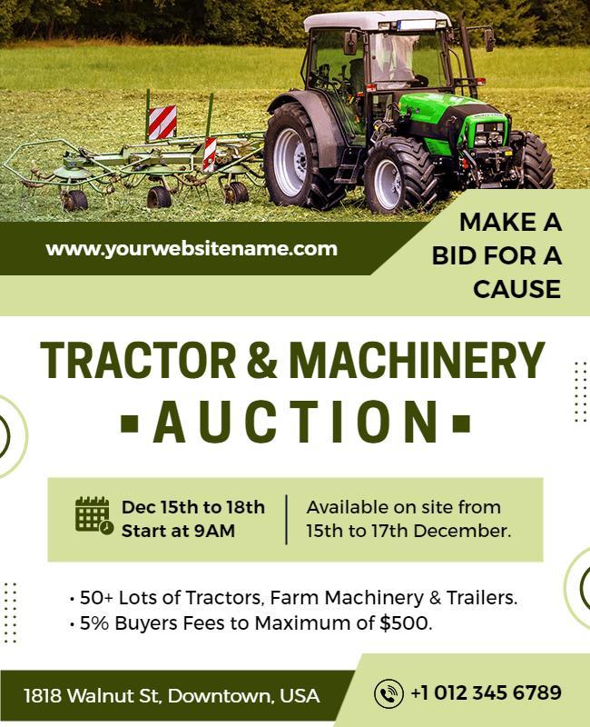 Tractor and Machinery Auction Event Flyer Template