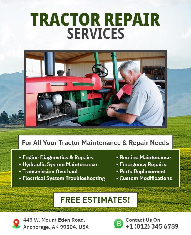 Tractor Maintenance and Repair Services Flyer Template