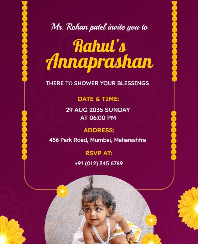 Traditional Annaprashan Ceremony Invitation Flyer Template