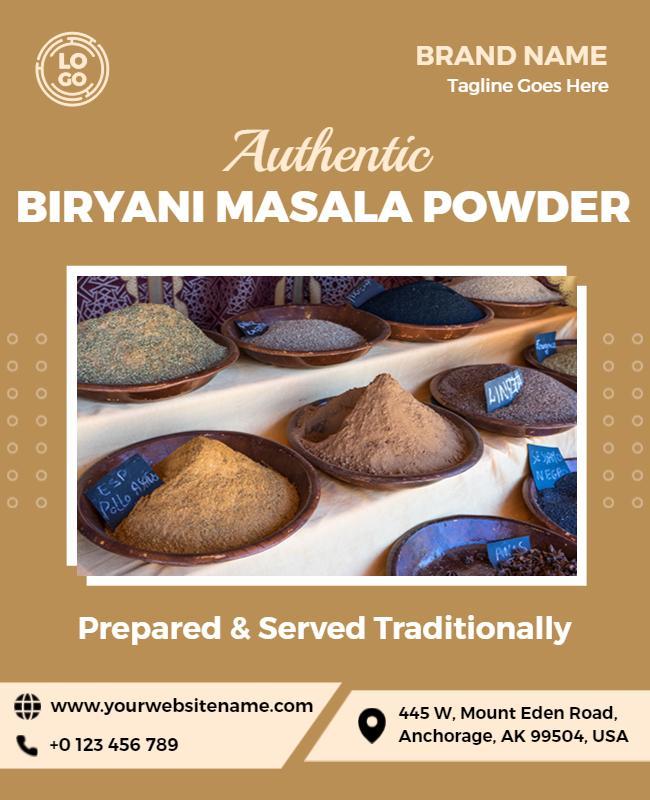 Traditional Authentic Biryani Masala Powder Poster Template
