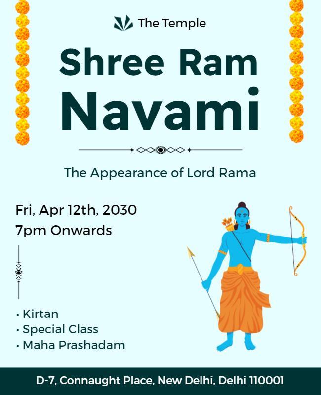Traditional Blue Shree Ram Navami Celebration Poster Template