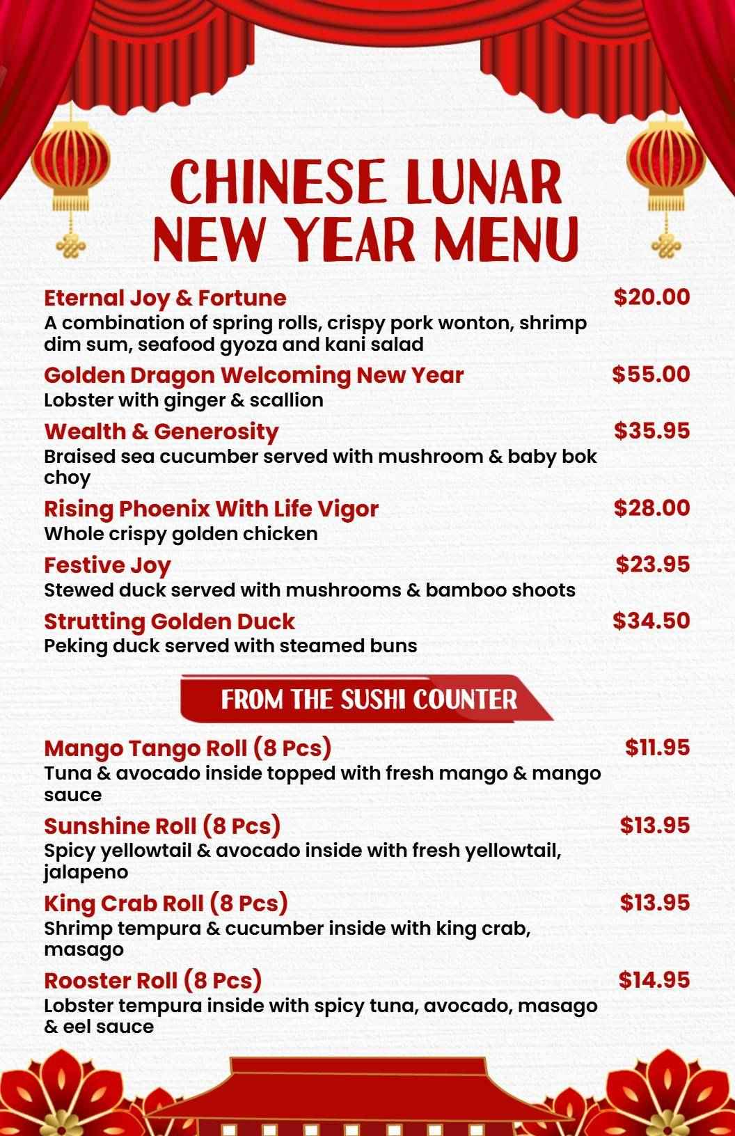 Traditional Chinese New Year Celebration Menu Template