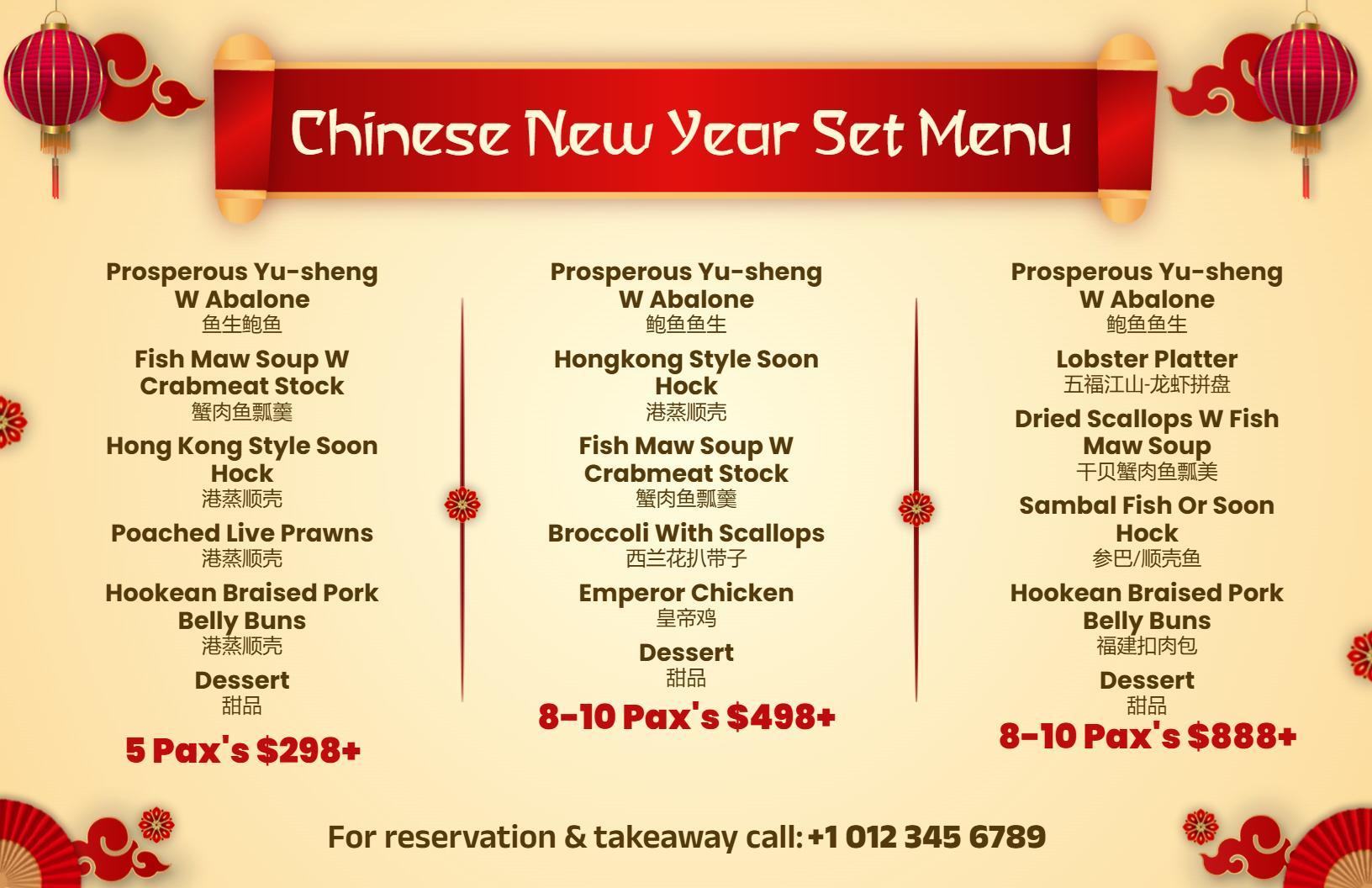 Traditional Chinese New Year Menu Template