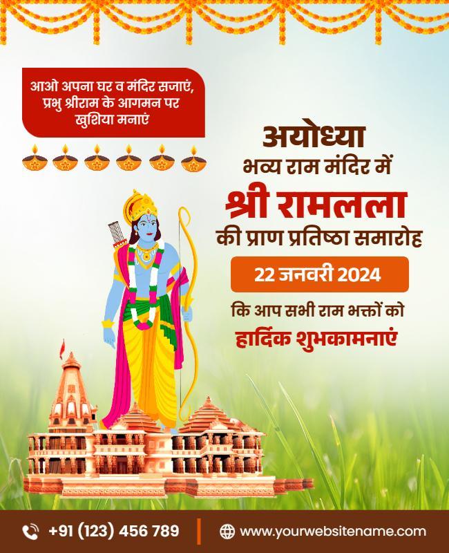 Traditional Cultural Celebration of Shri Ram Lalla Poster Template