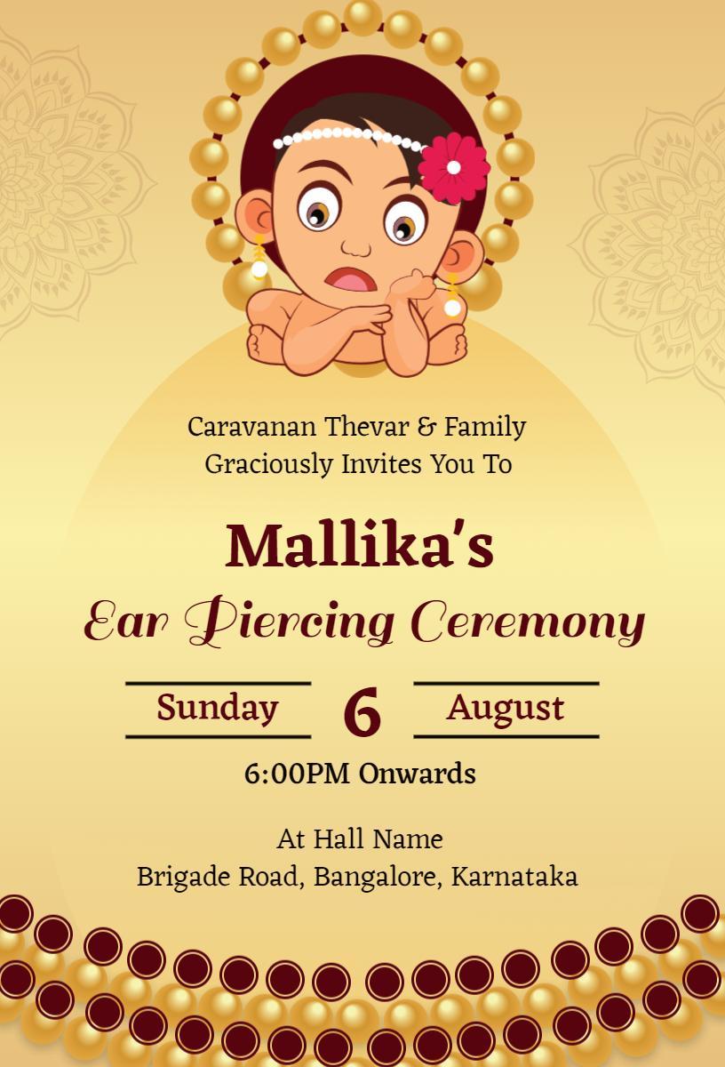 Traditional Cultural Ear Piercing Ceremony Invitation Template