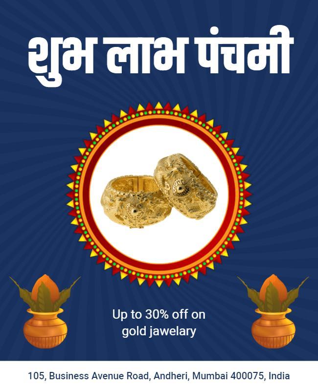 Traditional Festive Blue Shubha Labh Panchami Jewelry Poster Template
