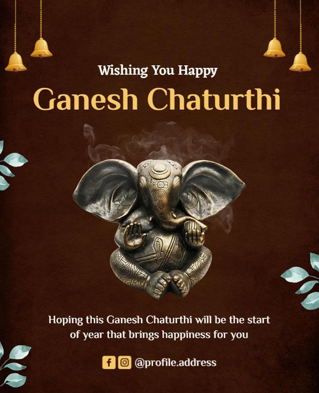 Traditional Festive Ganesh Chaturthi Celebration Poster Template
