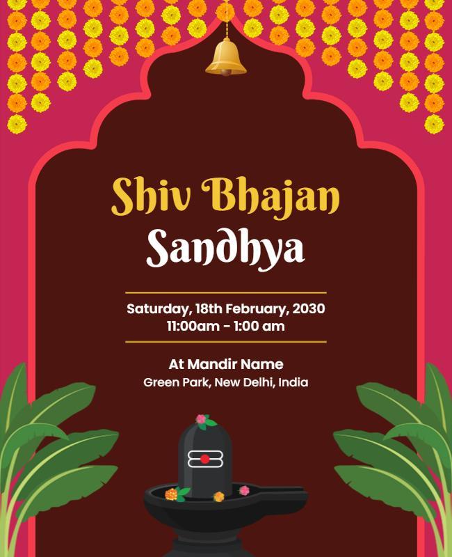 Traditional Festive Shiv Bhajan Sandhya Celebration Poster Template