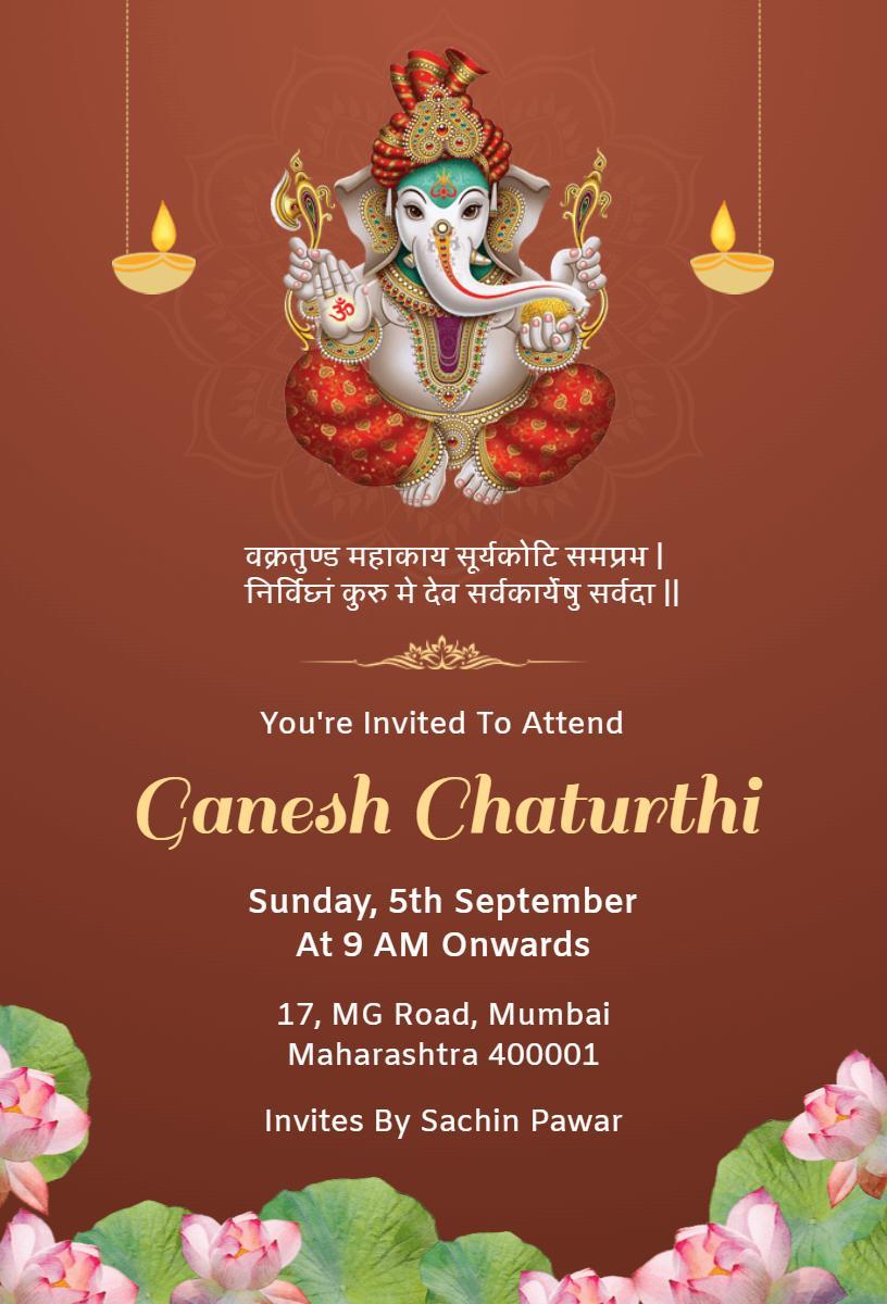 Traditional Ganesh Chaturthi Divine Celebration Invitation Template