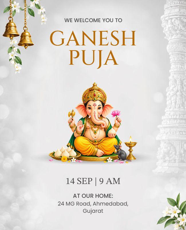 Traditional Ganesh Puja Invitation Poster Template