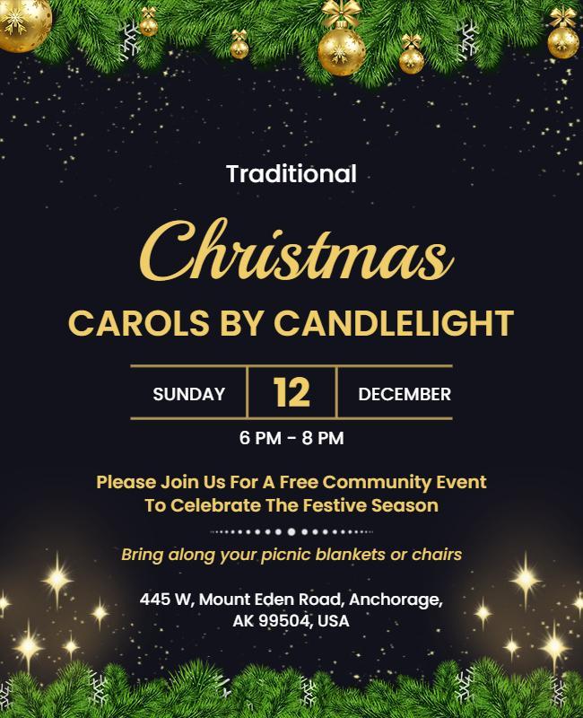 Traditional Gold Christmas Carols by Candlelight Poster Template