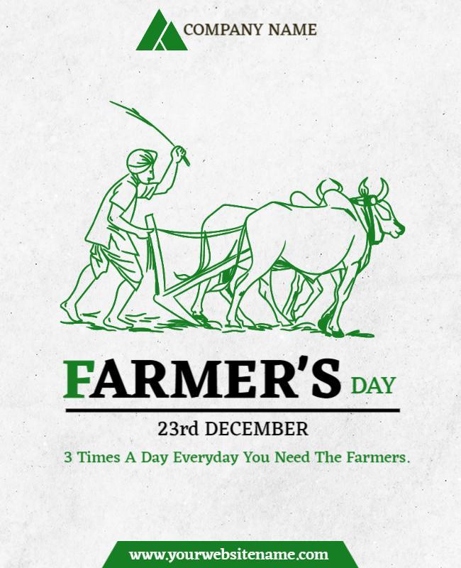 Traditional Green Farmer's Day Celebration Poster Template