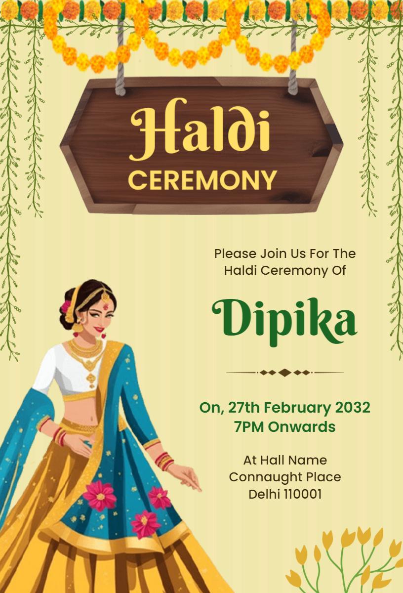 Traditional Haldi Ceremony Celebration Festive Invitation Template