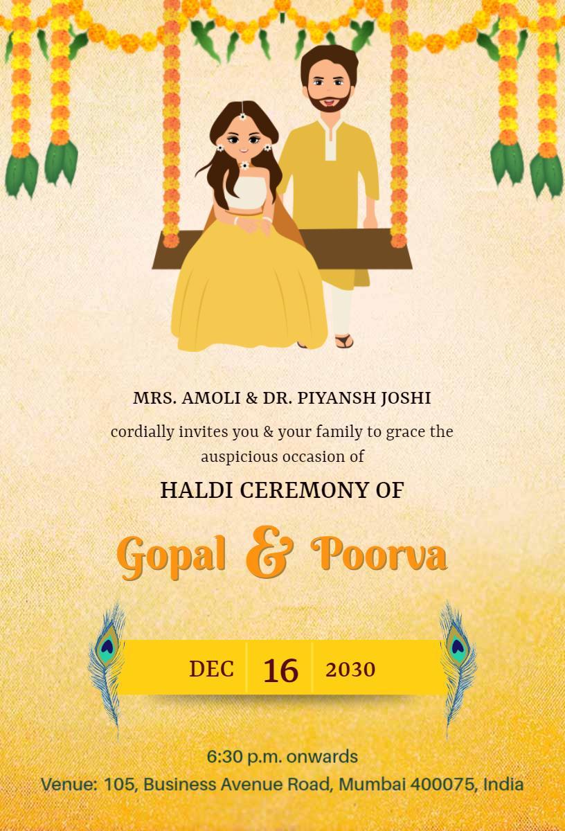 Traditional Haldi Ceremony Celebration Invitation Template