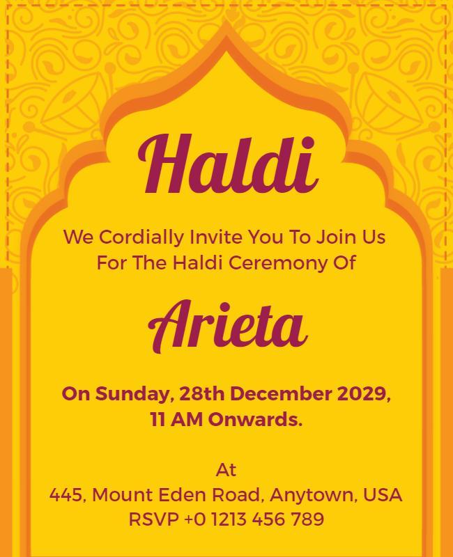 Festive Yellow Haldi Ceremony Invitation Flyer Template