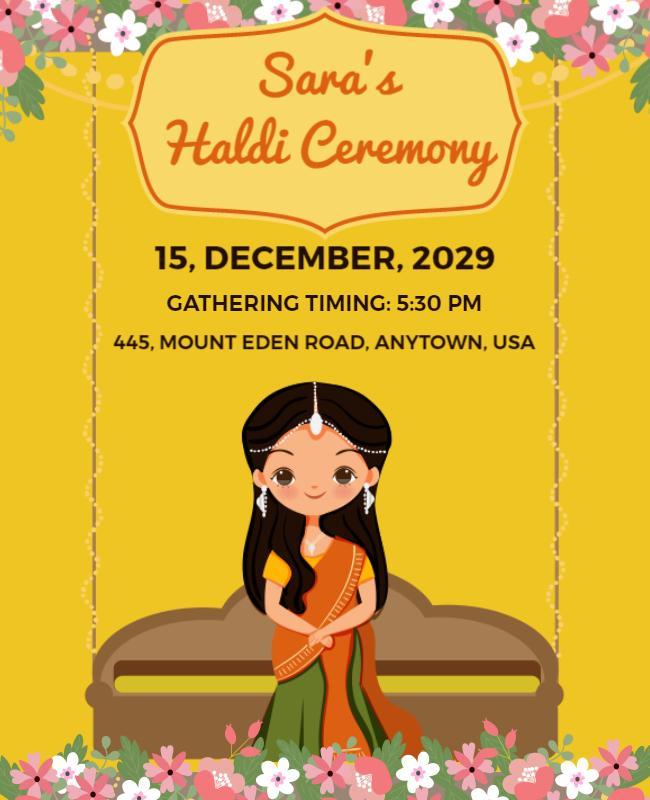 Traditional Haldi Ceremony Invitation Flyer Template