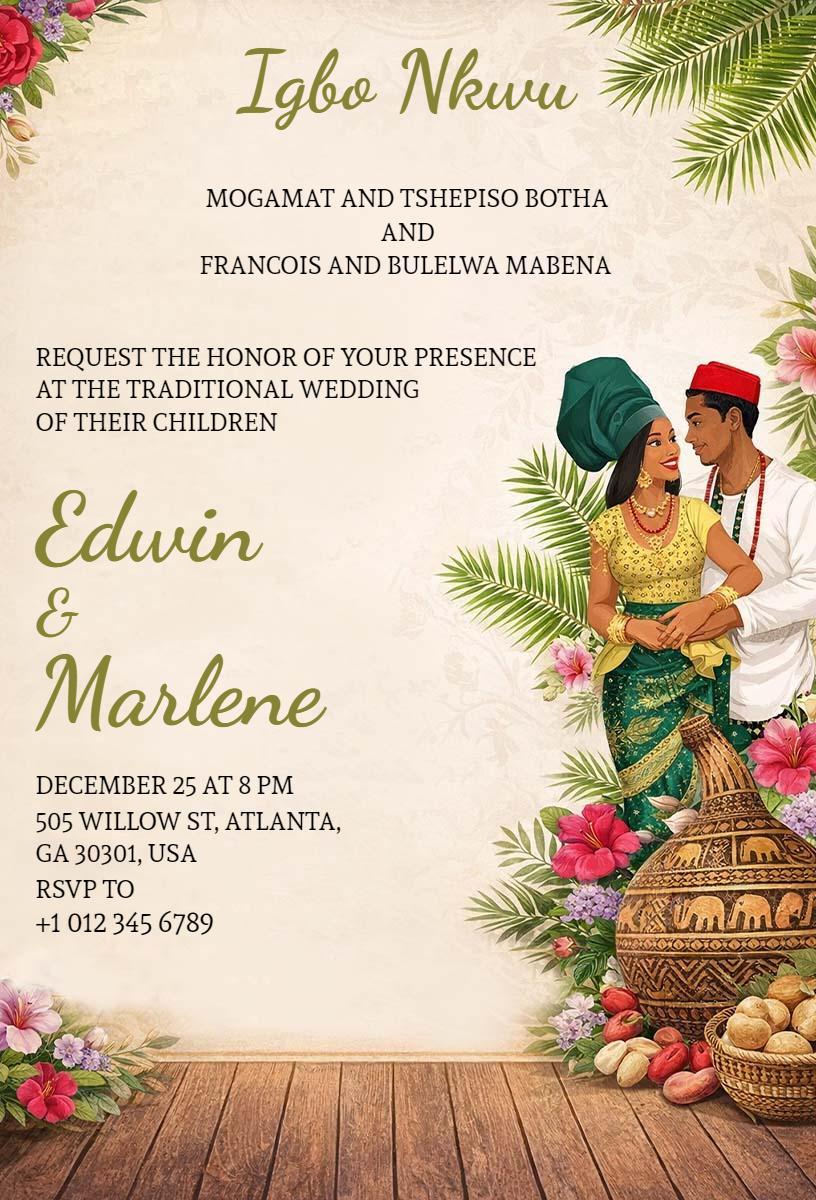 Traditional Igbo Wedding Celebration Invitation Template
