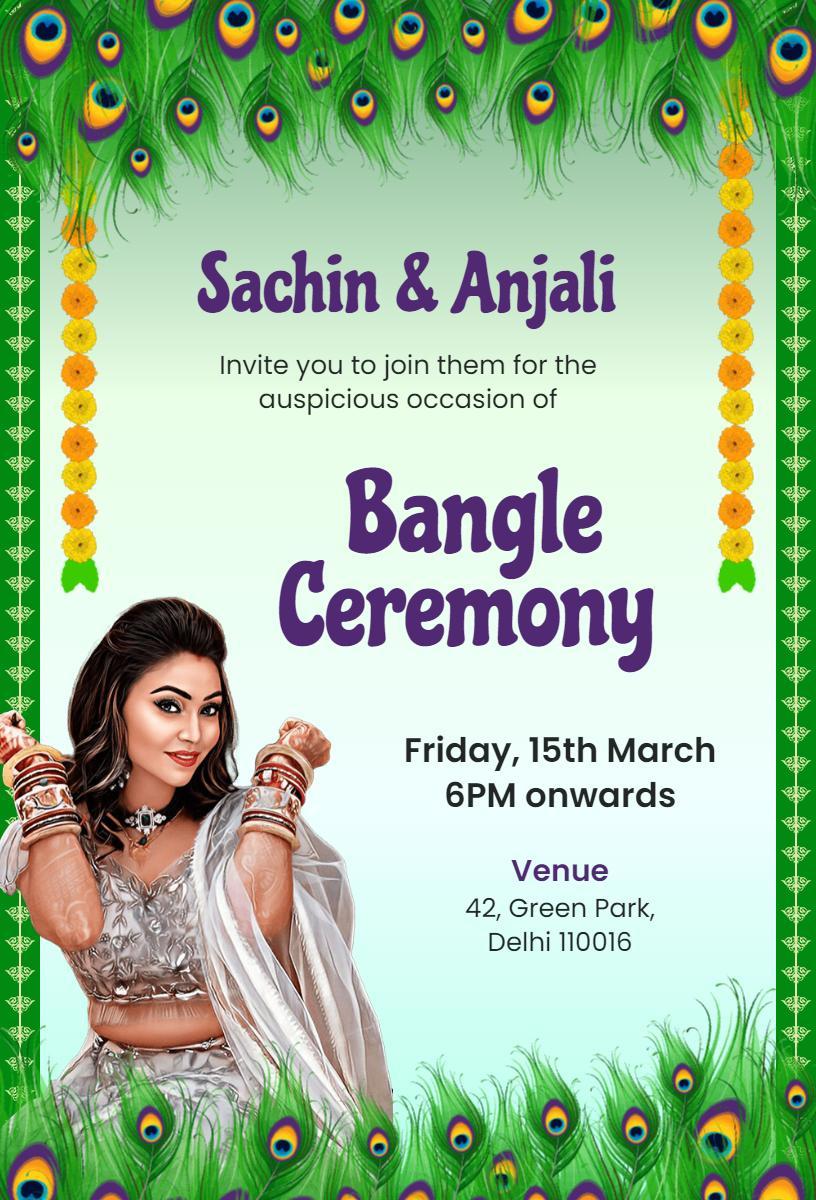 Traditional Indian Bangle Ceremony Celebration Invitation Template