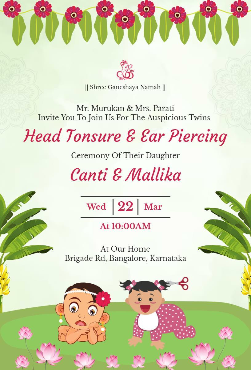 Traditional Indian Mundan Ceremony Invitation Template