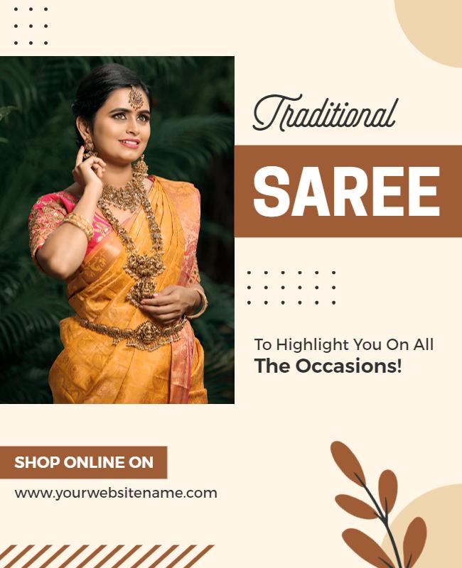 Traditional Indian Saree Promotional Flyer Template