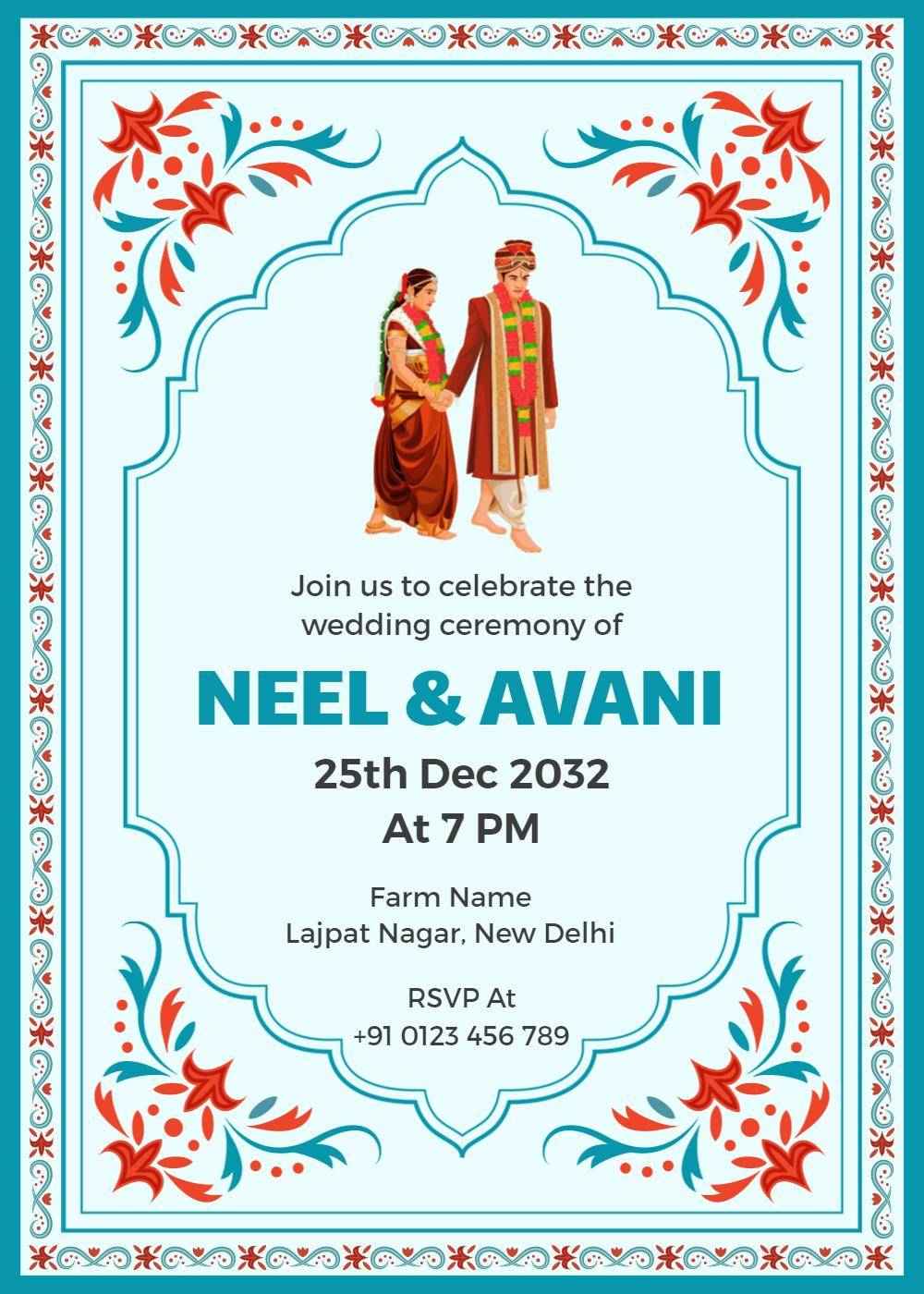 Traditional Indian Wedding Celebration Ceremony Invitation Template