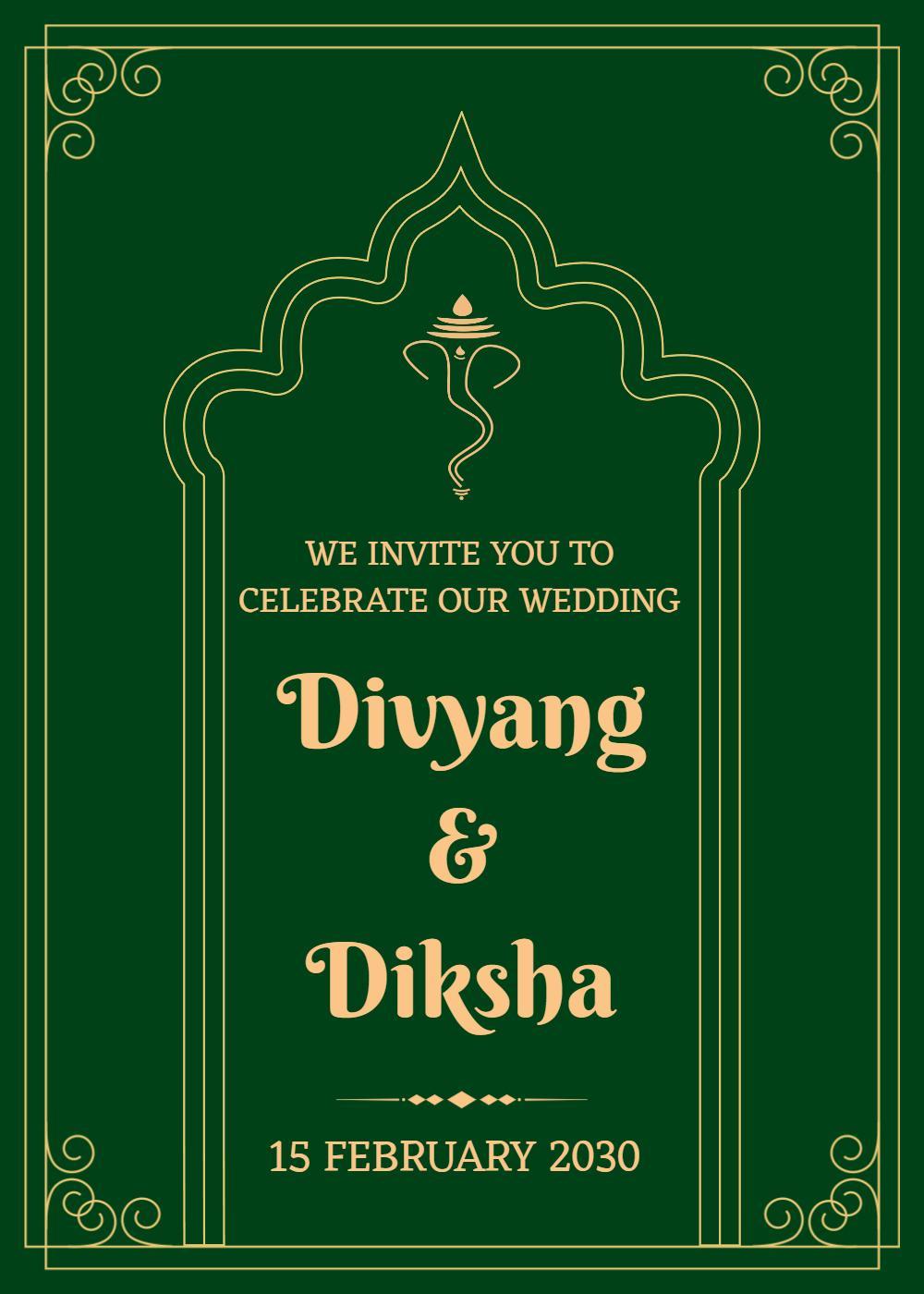 Traditional Indian Wedding Celebration Festivities Invitation Template