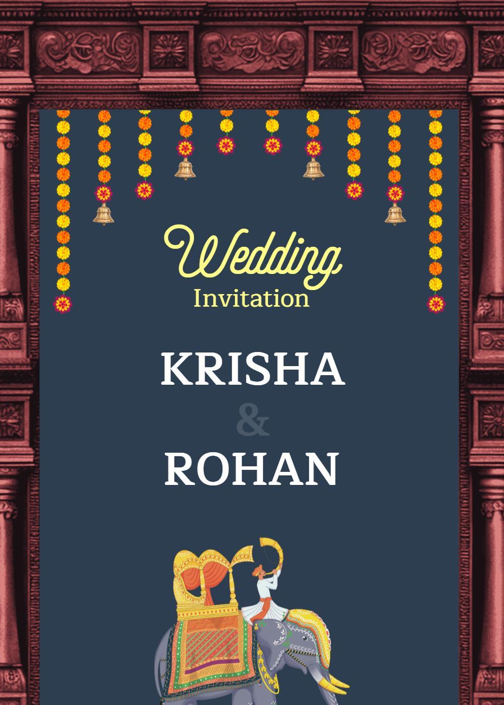 Traditional Indian Wedding Ceremony Elegant Invitation Template