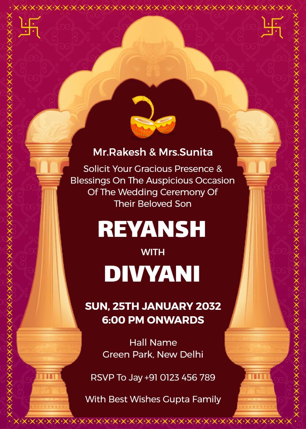 Traditional Indian Wedding Ceremony Invitation Template