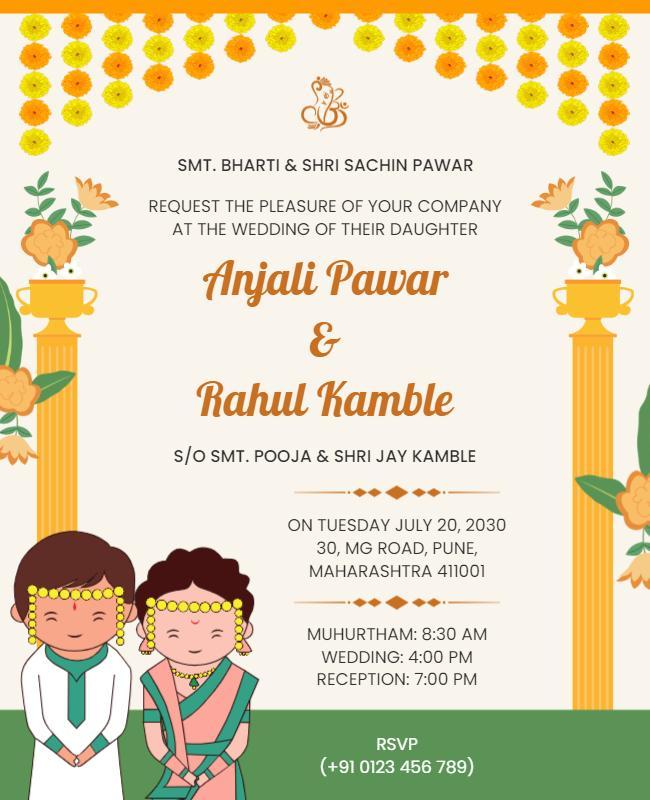 Traditional Indian Wedding Invitation Flyer Template