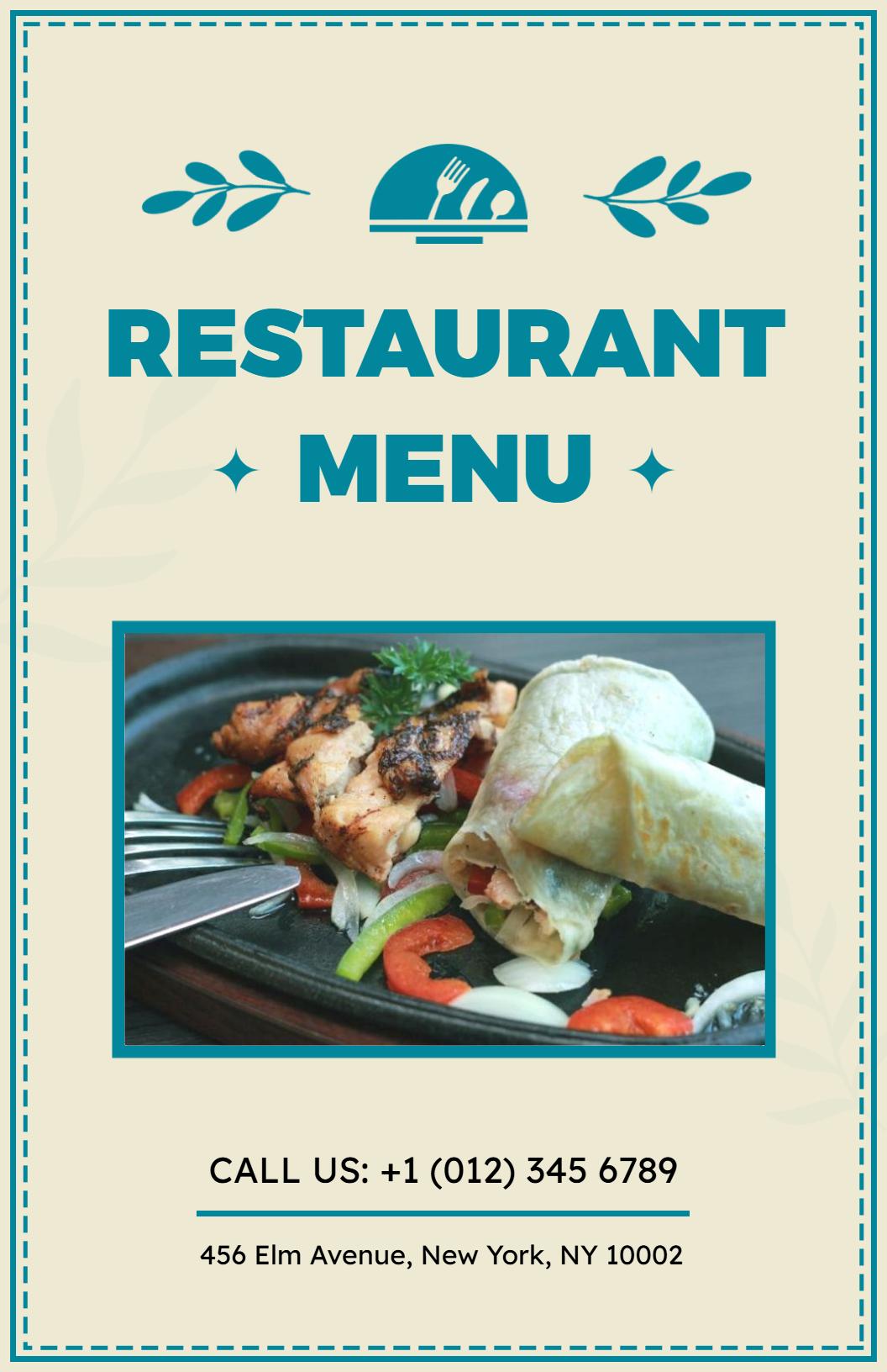 Traditional Italian Cuisine with Pastas and Antipasti Restaurant Menu Template