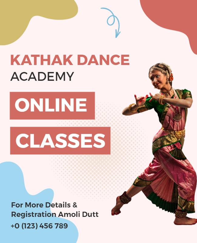 Traditional Kathak Dance Academy Online Classes Poster Template
