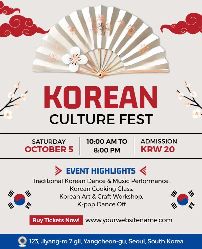 Traditional Korean Cultural Fest Flyer Template