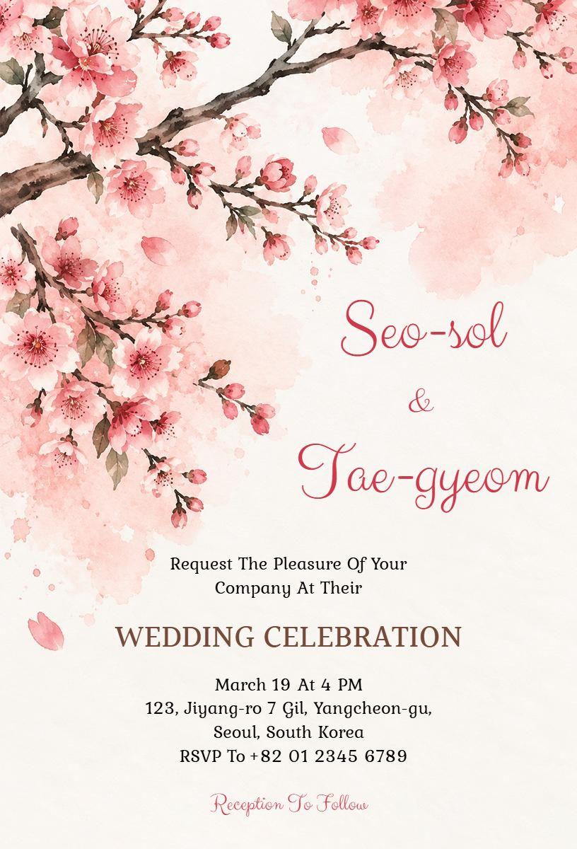 Traditional Korean Wedding Celebration Invitation Template