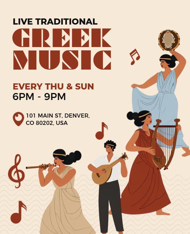 Traditional Live Greek Music Event Flyer Template