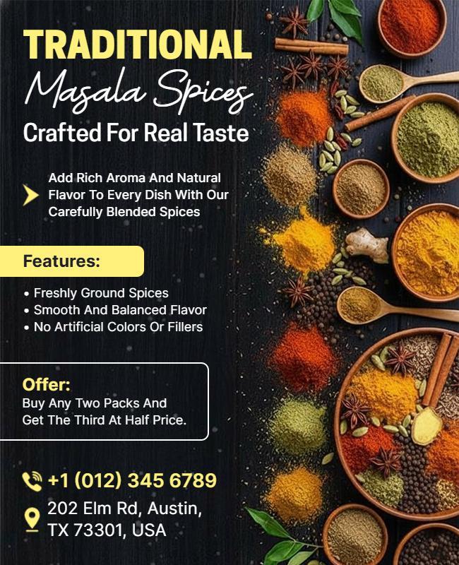 Traditional Masala Spices Promotion Flyer Template Traditional Masala Spices Promotion Flyer Template