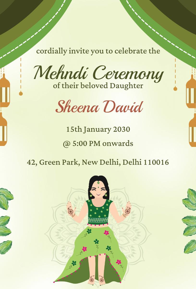 Traditional Mehndi Ceremony Celebration Invitation Template