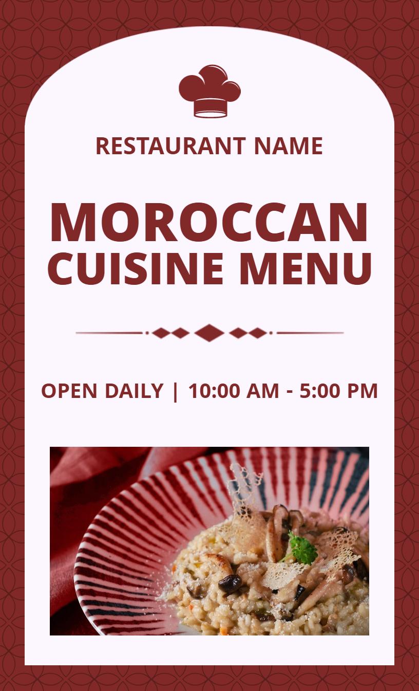 Traditional Moroccan Cuisine Restaurant Menu Template