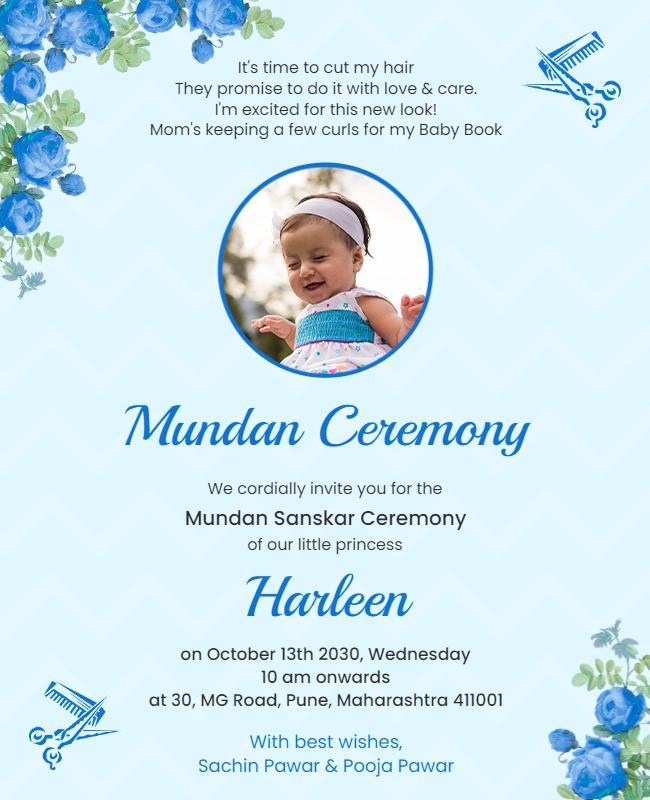 Traditional Mundan Ceremony Invitation Flyer Template