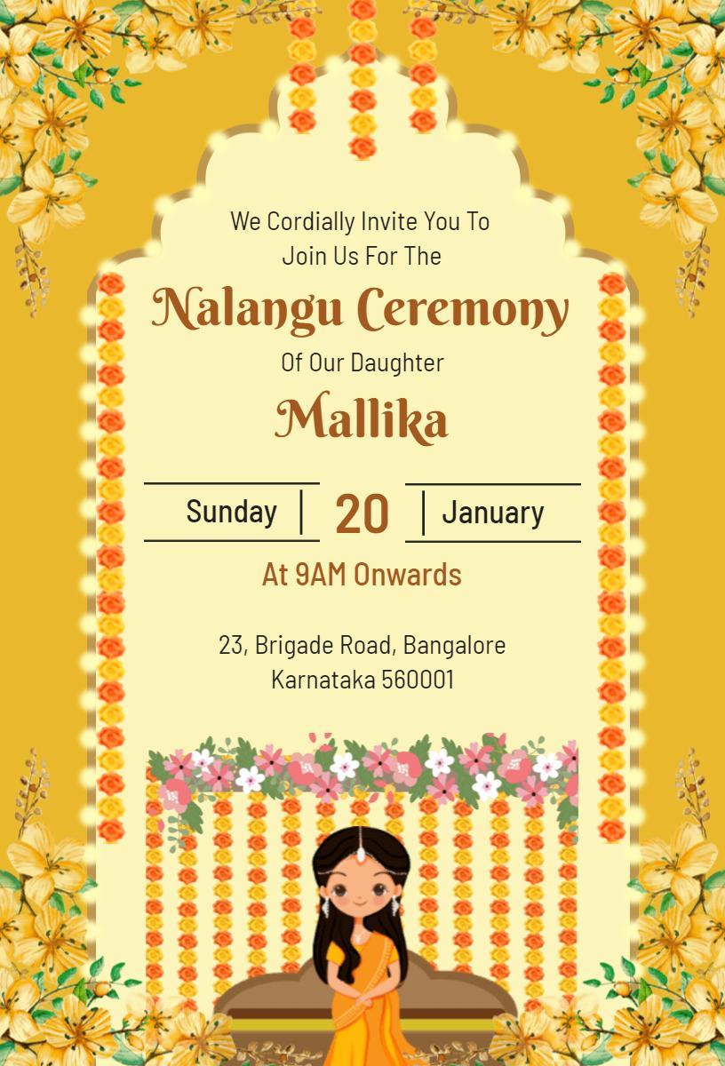 Traditional Nalangu Ceremony Celebration Invitation Template